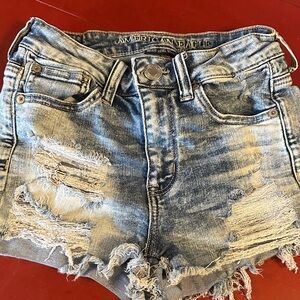 American Eagle Outfitters Light Blue Distressed Jean Shorts size 2
